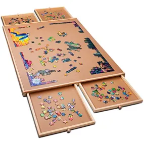 1000 Piece Wooden Jigsaw Puzzle Table - 4 Drawers, Puzzle Board | 22 1/4 x 30" Jigsaw Puzzle Board Portable - Portable Puzzle Table