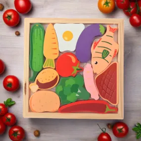 12 Pieces Wooden Puzzle (Vegetables)