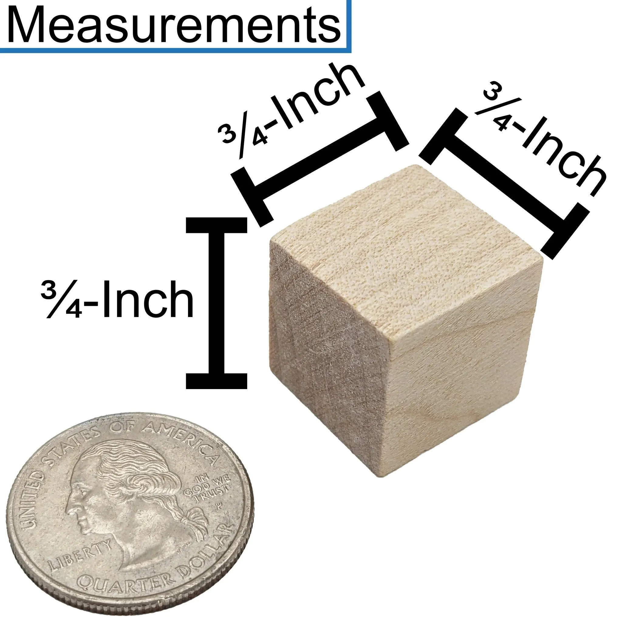 500 Pack ¾-inch (0.75") Wood Blocks, Mini Unfinished Wooden Cubes for Painting, Carving, and other DIY Craft Projects