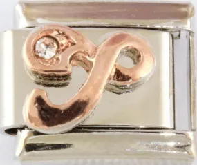 9mm Rose Gold Plated Letter T Charm