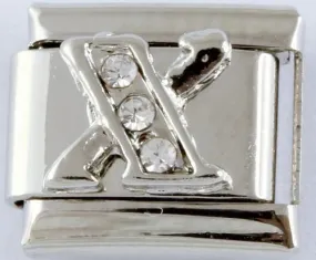 9mm Silver Letter X Charm