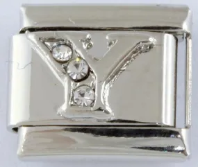 9mm Silver Letter Y Charm