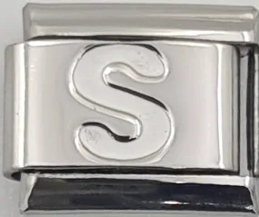 9mm White Letter S Charm