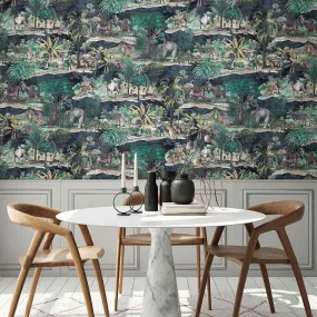 Animal Islands Wallpaper - Midnight Blue - Brand Mckenzie