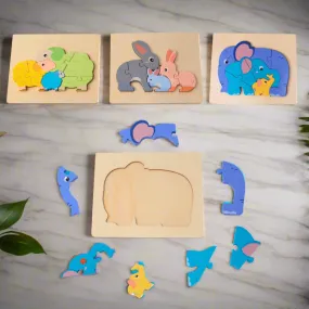 Animals, Family Puzzle in a square board -Random Design will be send