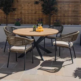 Bali Rope Weave 4 Seat Round Outdoor Dining Set