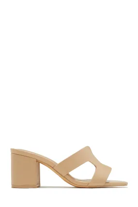 Carina Block Heel Mules - Nude