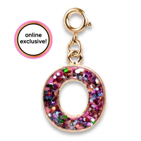 Gold Pink Glitter Letter O Charm