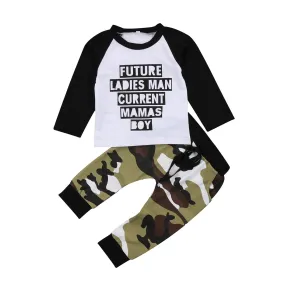 Kids Clothes Patchwork long sleeve Boy T-shirt Top   Camouflage Pants Leggings Outfits