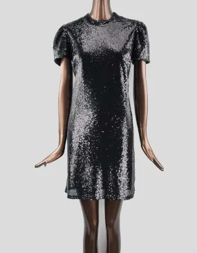 Marina Black Sequin Mock Mini Dress 8 US