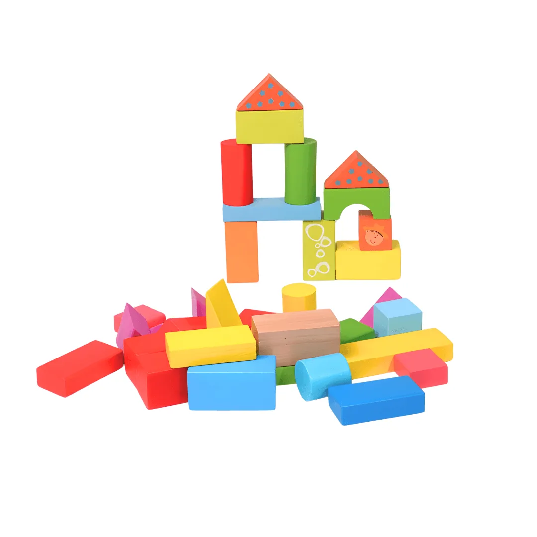 Multicolour Medium Shapes Blocks with a wooden box for Kids Age 3