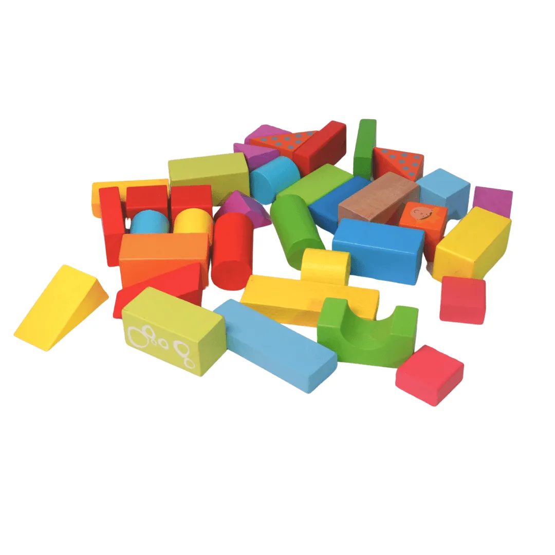 Multicolour Medium Shapes Blocks with a wooden box for Kids Age 3