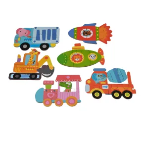 My first Puzzle-6 in 1 Jigsaw Vehicle Puzzle for Kids(Random design will be send)