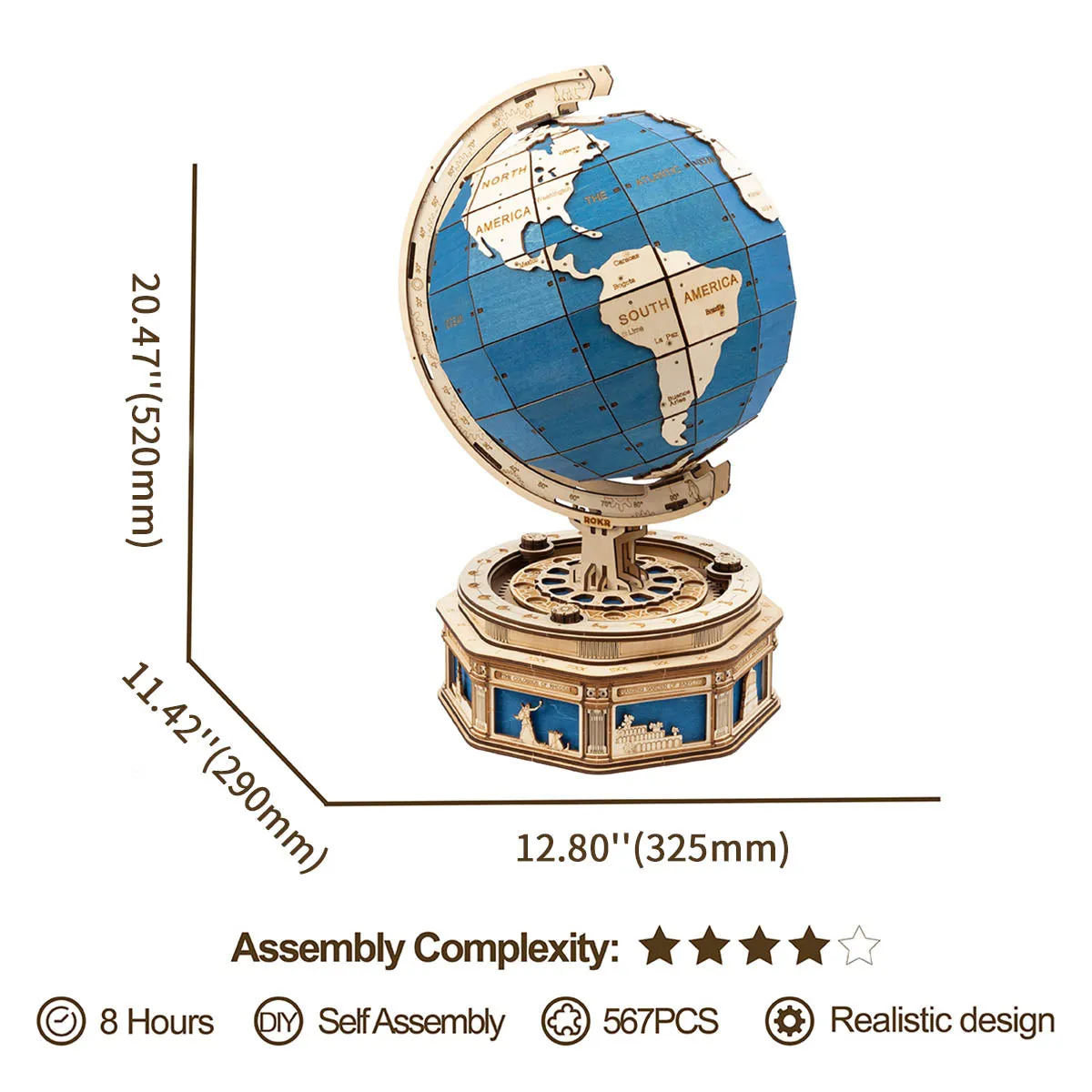 ROKR The Globe Model 3D Wooden Puzzle ST002