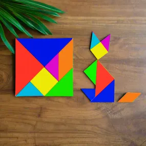 Wooden 7 Piece Tangram Puzzle-1 (Random colours will be sent)