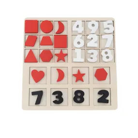 Wooden Geometric Number Matching Game